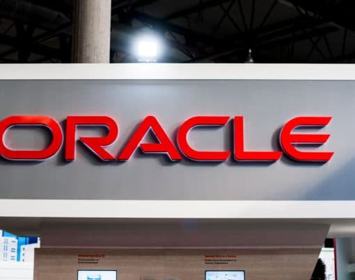 Oracle logo exhibited during the Mobile World Congress, on February 28, 2019 in Barcelona, Spain. 
 (Photo by Joan Cros/NurPhoto via Getty Images)